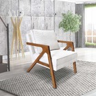 Poltrona Decorativa Base De Madeira Monalisa Luxo Boucle Off