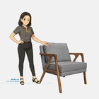 Poltrona Decorativa Base De Madeira Monalisa Luxo Linho Rústi