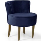 Poltrona Decorativa Base De Madeira Olivia D02 Veludo Azul Ox