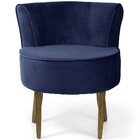 Poltrona Decorativa Base De Madeira Olivia D02 Veludo Azul Ox