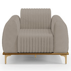 Poltrona Decorativa Base De Madeira Pés Metalizado D'ouro Mol