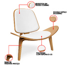 Poltrona Decorativa Base De Madeira Shell Sintético Branco P0