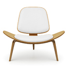 Poltrona Decorativa Base De Madeira Shell Sintético Branco P0