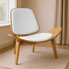 Poltrona Decorativa Base De Madeira Shell Sintético Branco P0