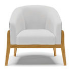 Poltrona Decorativa Base De Madeira Stella Preto/linho Cinza