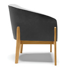 Poltrona Decorativa Base De Madeira Stella Preto/linho Cinza