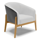 Poltrona Decorativa Base De Madeira Stella Preto/linho Cinza