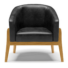 Poltrona Decorativa Base De Madeira Stella Sintético Pu Preto