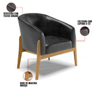 Poltrona Decorativa Base De Madeira Stella Sintético Pu Preto