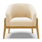 Poltrona Decorativa Base De Madeira Stella Suede Bege D03 - D