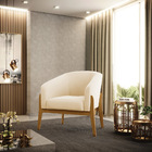 Poltrona Decorativa Base De Madeira Stella Suede Bege D03 - D