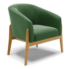 Poltrona Decorativa Base De Madeira Stella Suede Verde D03 -