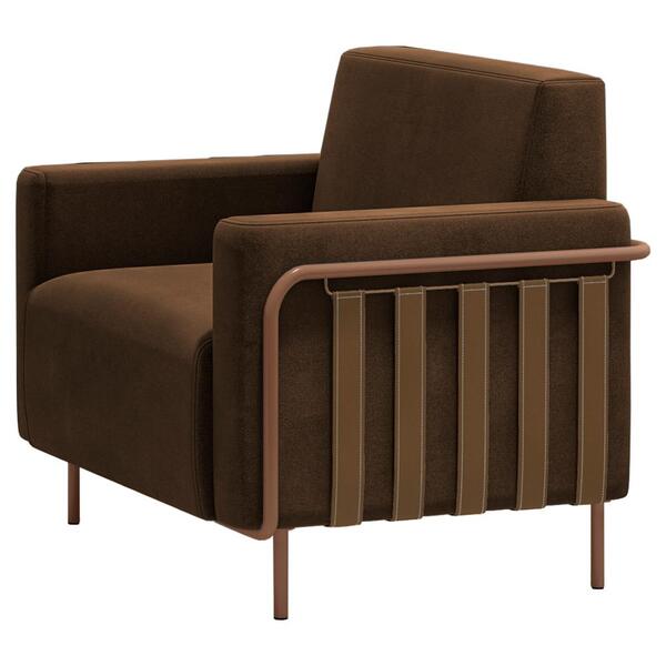 Poltrona Decorativa Base Em Aço Parma Moll