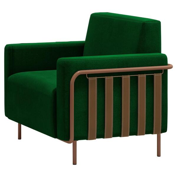 Poltrona Decorativa Base Em Aço Parma Moll