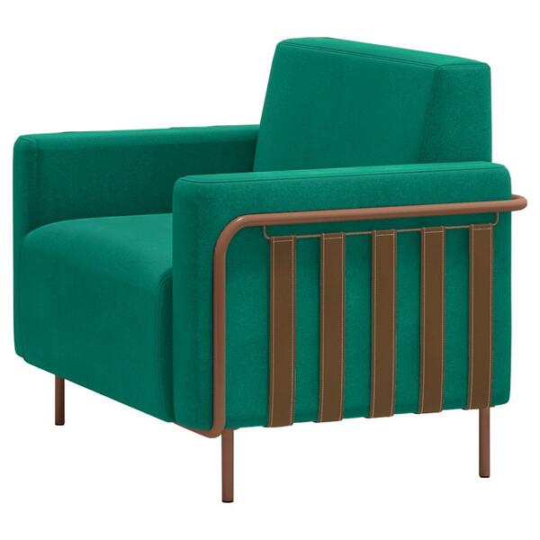 Poltrona Decorativa Base Em Aço Parma Moll