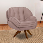 Poltrona Decorativa Base Em Madeira Giratória Giroud Veludo R