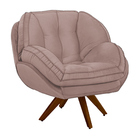 Poltrona Decorativa Base Em Madeira Giratória Giroud Veludo R