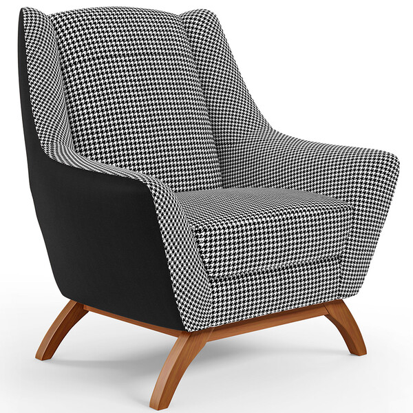 Poltrona Decorativa Base Em Madeira Juliet D02 Corano Preto C