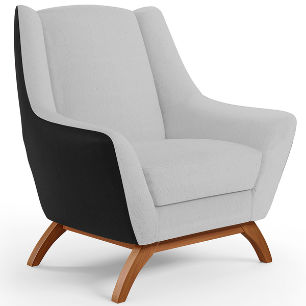 Poltrona Decorativa Base Em Madeira Juliet D02 Corano Preto C