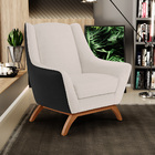 Poltrona Decorativa Base Em Madeira Juliet D02 Corano Preto C