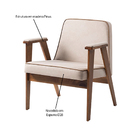 Poltrona Decorativa Base Em Madeira Pinus Pool Linho Bege - G