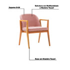 Poltrona Decorativa Base Em Madeira Tauari Mochi Linho Coral