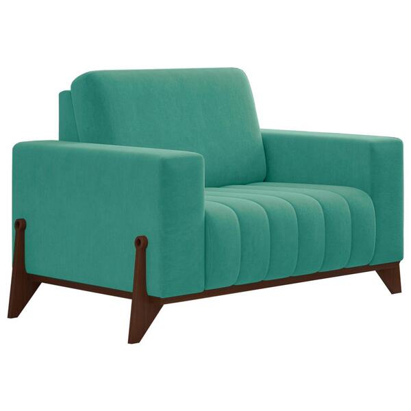 Poltrona Decorativa Base Em Madeira Veron Moll