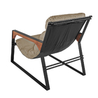 Poltrona Decorativa Base Ferro Glasgow Couro Bege G34 - Gran