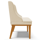 Poltrona Decorativa Base Fixa De Madeira Firenze Linho Bege/c