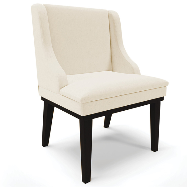 Poltrona Decorativa Base Fixa De Madeira Firenze Linho Bege/p