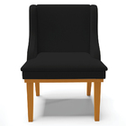 Poltrona Decorativa Base Fixa De Madeira Firenze Linho Preto/