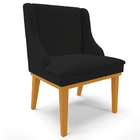 Poltrona Decorativa Base Fixa De Madeira Firenze Linho Preto/