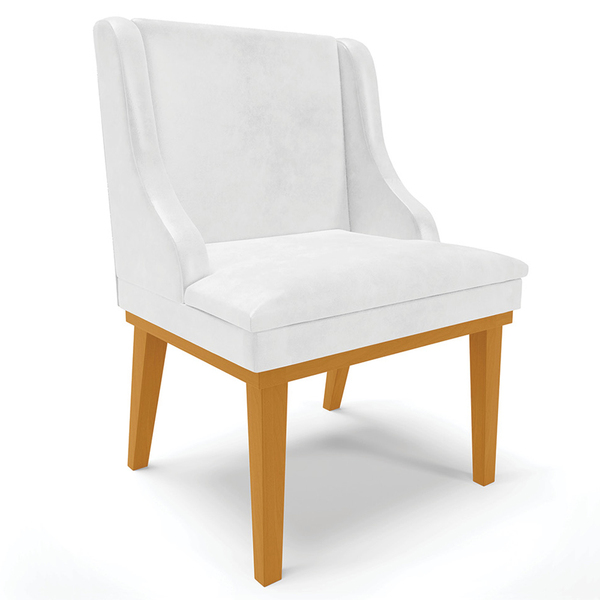 Poltrona Decorativa Base Fixa De Madeira Firenze Pu Branco Br