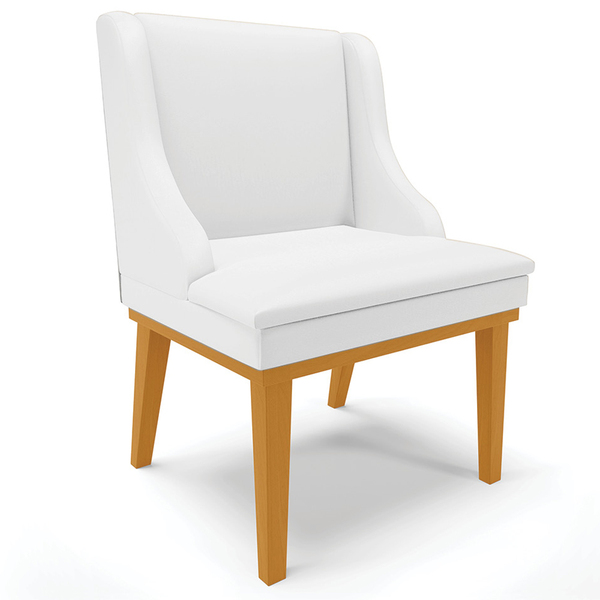 Poltrona Decorativa Base Fixa De Madeira Firenze Pu Branco Fo