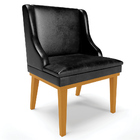 Poltrona Decorativa Base Fixa De Madeira Firenze Pu Preto Bri