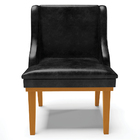 Poltrona Decorativa Base Fixa De Madeira Firenze Pu Preto Bri