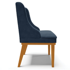 Poltrona Decorativa Base Fixa De Madeira Firenze Suede Azul M