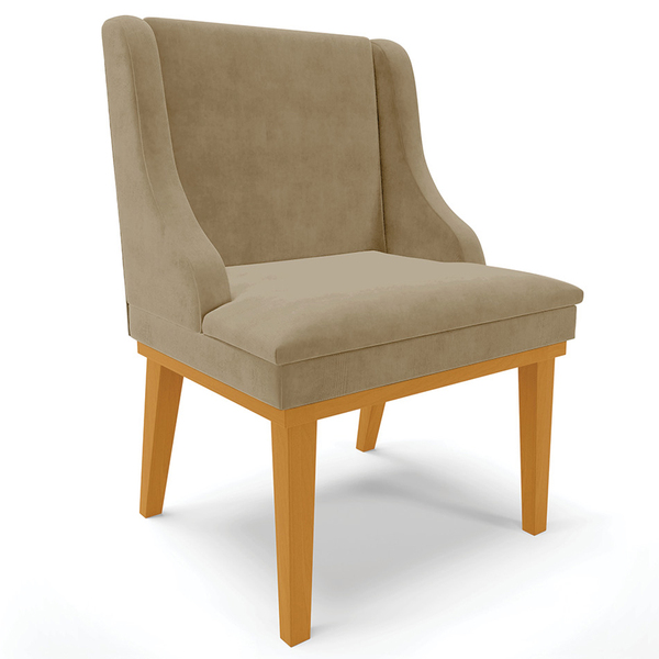 Poltrona Decorativa Base Fixa De Madeira Firenze Suede Nude/c