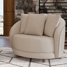 Poltrona Decorativa Base Fixa Galáxia Com Almofadas Linho Off