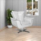 Poltrona Decorativa Base Giratória Cromada Charger Pu Branco