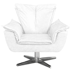 Poltrona Decorativa Base Giratória Cromada Charger Pu Branco