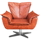 Poltrona Decorativa Base Giratória Cromada Charger Pu Marrom