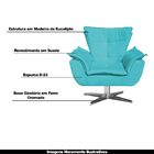 Poltrona Decorativa Base Giratória Cromada Charger Suede Azul