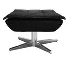 Poltrona Decorativa Base Giratória Cromada Com Puff Opla Sued