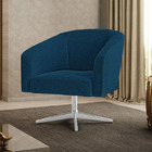 Poltrona Decorativa Base Giratória Cromada Stella Bouclê Azul
