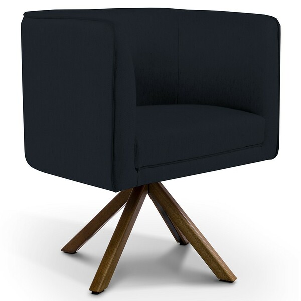 Poltrona Decorativa Base Giratória De Madeira Betina D02 Velu