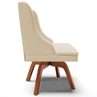 Poltrona Decorativa Base Giratória De Madeira Firenze Linho A