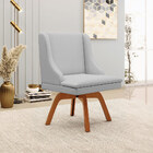 Poltrona Decorativa Base Giratória De Madeira Firenze Linho C