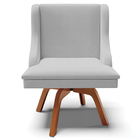 Poltrona Decorativa Base Giratória De Madeira Firenze Linho C