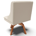 Poltrona Decorativa Base Giratória De Madeira Firenze Pu Bege